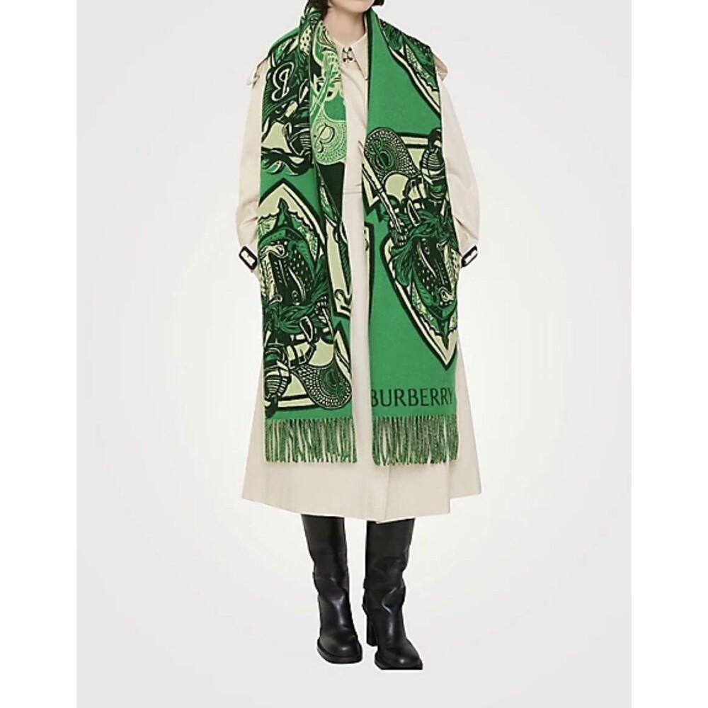 BURBERRY Women’s Charging Knight Wool Cashmere Scarf NWT